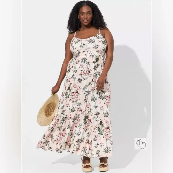 Torrid Floral Pink Strapless Maxi Dress size 2 - Picture 2 of 8